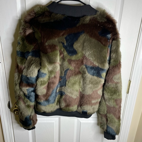 Marrakech Anthropologie Alyssa Camo Bomber Jacket Green/Brown Size Medium - Picture 7 of 11